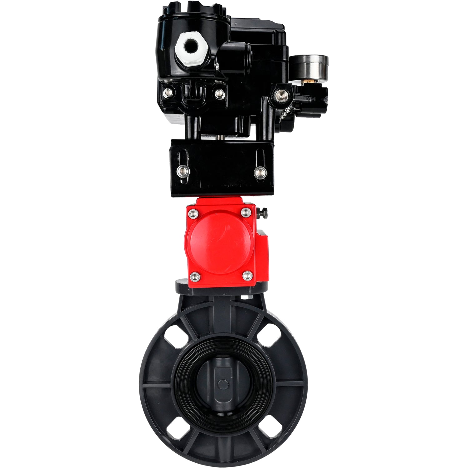 Butterfly valves Elephant WBV4242E-2W-Fb-ISO, body material - UPVC, disc material - UPVC, seal - EPDM, with pneumatic actuator double action PA-DA and electro-pneumatic rotary positioner YT-1000RSN without feedback