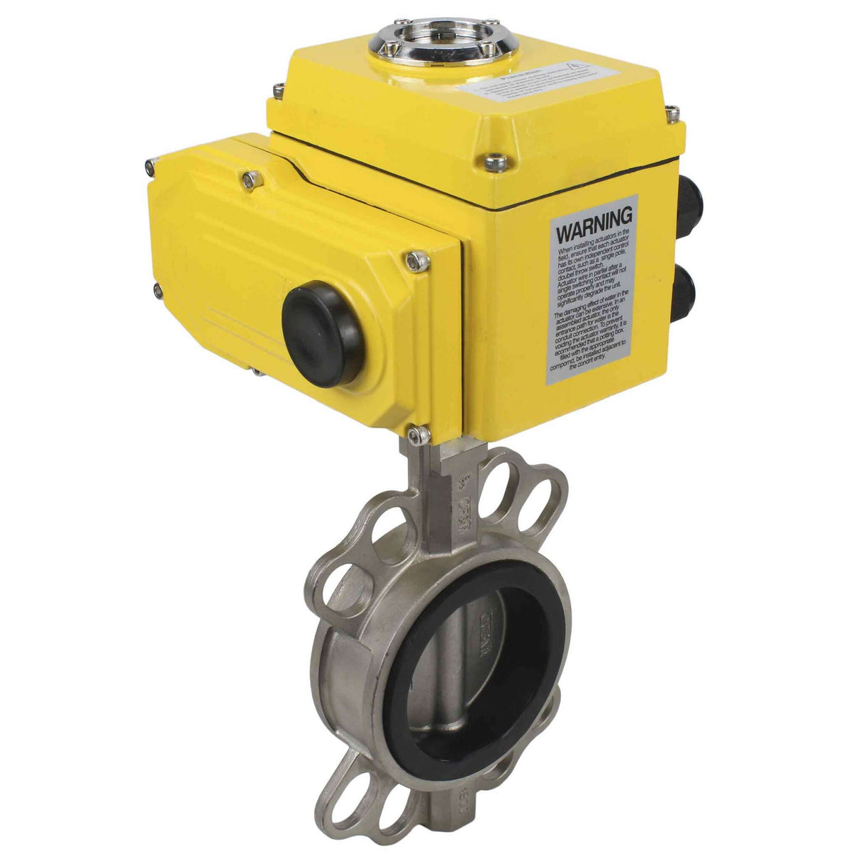 Válvula Mariposa de Agua Elefante 316l-nbr-elephant-24v, material del cuerpo - acero inoxidable AISI 316L, material del disco - acero inoxidable AISI 316L, sello - NBR, actuador eléctrico operado