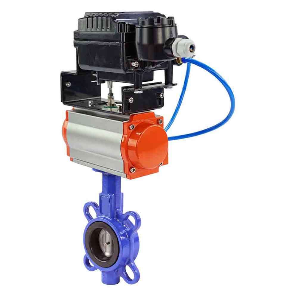 Válvula de mariposa de agua Elephant ggg50-316l-epdm-elephant-da-yt1000rsn, material del cuerpo - hierro fundido GGG50, material del disco - acero inoxidable AISI 316L, sello - EPDM, actuador neumático operado