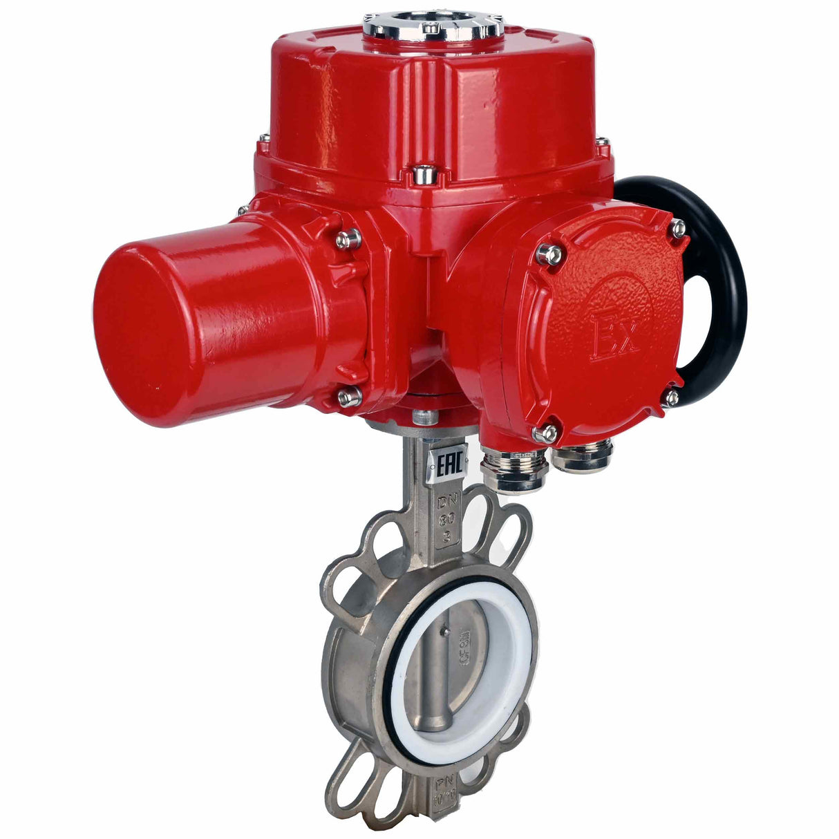 Válvula de mariposa de agua Elephant 316L-316L-PTFE, material del cuerpo - acero inoxidable aisi 316l, material del disco - acero inoxidable AISI 316L, sello - PTFE con actuador eléctrico de 1/4 de vuelta Elephant QT-W (M) EX 220V