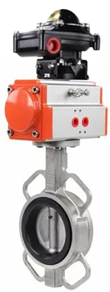 Vanne papillon d'eau Elephant WBV3131N-2W-Fb-H, matériau du corps - Acier inoxydable AISI 304, matériau du disque - Acier inoxydable AISI 304, joint - NBR, actionneur pneumatique PA-DA double action, BKV APL-510N EX