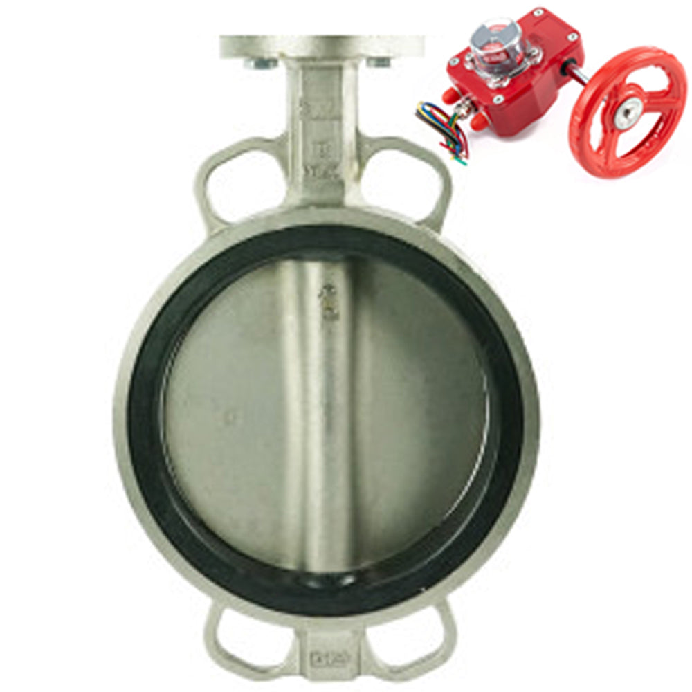 Vanne papillon d'eau Elephant WBV3131V-2W-Fb-H, matériau du corps - Acier inoxydable AISI 304, matériau du disque - Acier inoxydable AISI 304, joint - Viton, réducteur HGBF RQN