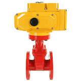 Válvula de compuerta de cuña 30c939r roja Elephant-GGG50-EPDM-F4-RED PSI232 clase 150 T=230-248°F conexión de brida, con cuña revestida de caucho EPDM, actuador eléctrico Elephant MT-380, 380V