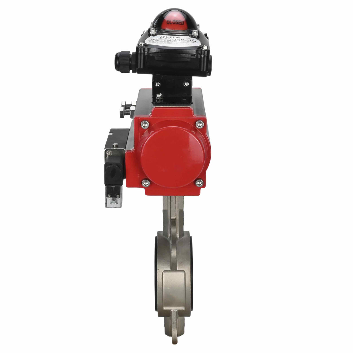 Válvula de mariposa de agua Elephant 316l-316l-epdm-sa-4m310-110/220-apl210n, material del cuerpo - acero inoxidable AISI 316L, material del disco - acero inoxidable AISI 316L, sello - EPDM, actuador neumático operado