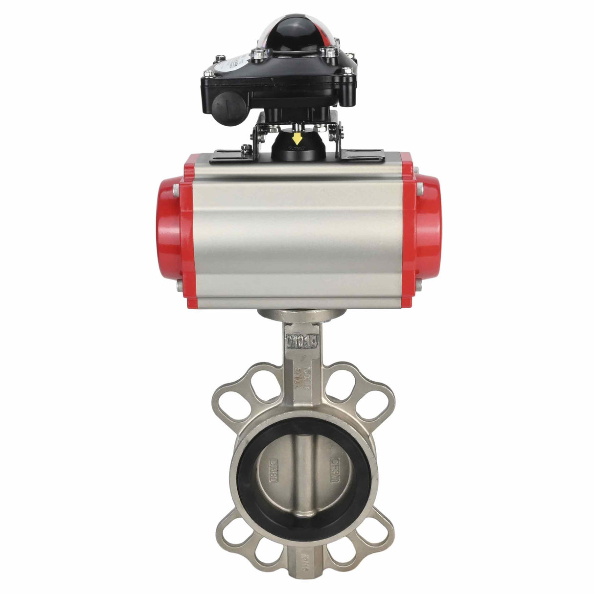 Válvula de mariposa de agua Elephant 316l-316l-epdm-sa-4m310-110/220-apl210n, material del cuerpo - acero inoxidable AISI 316L, material del disco - acero inoxidable AISI 316L, sello - EPDM, actuador neumático operado