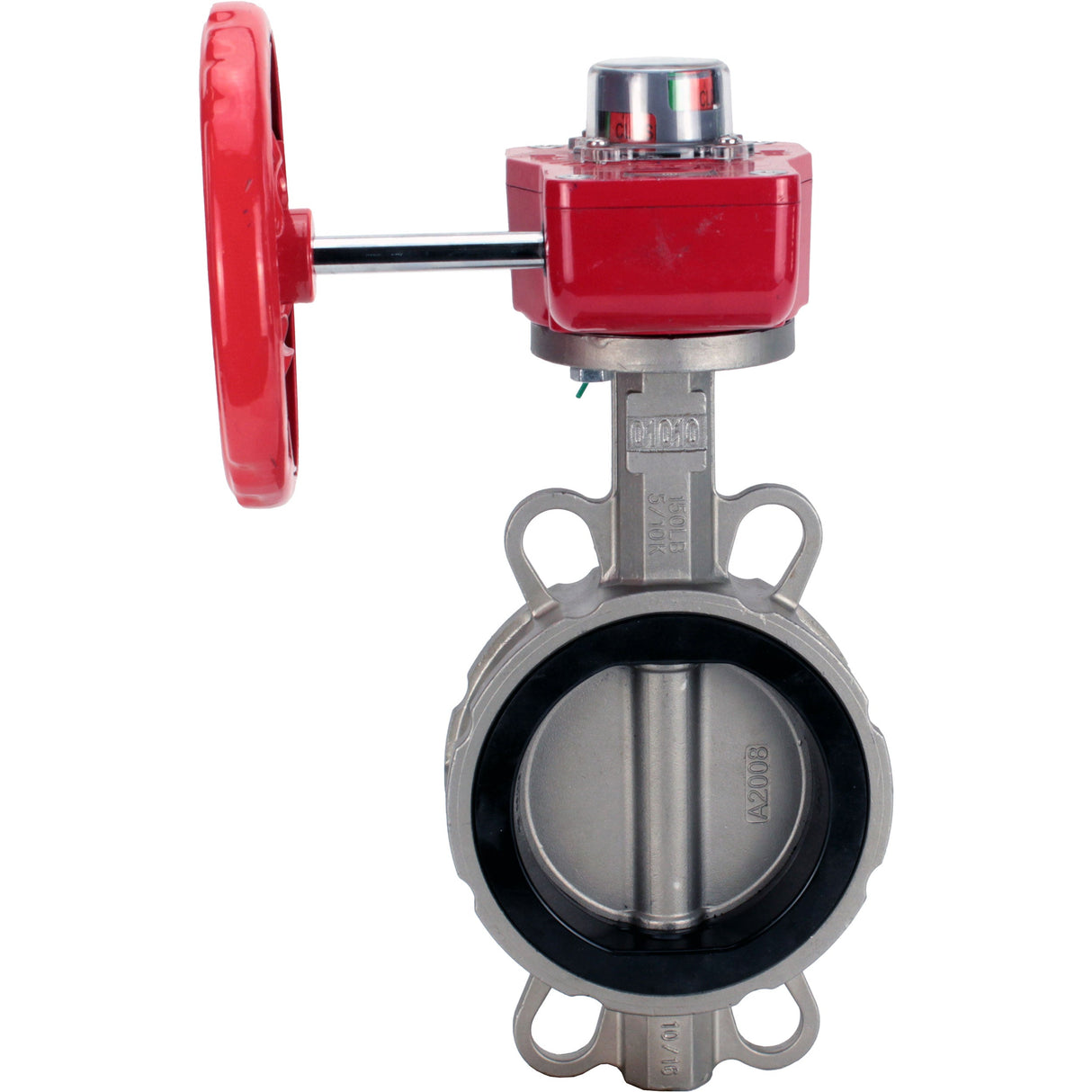 Válvula de mariposa de agua Elephant 316L-316L-NBR material del cuerpo - acero inoxidable AISI 316L, material del disco - acero inoxidable AISI 316L, sello - NBR con engranaje Elephant HGBF, con indicador de posición y sensor de retroalimentación
