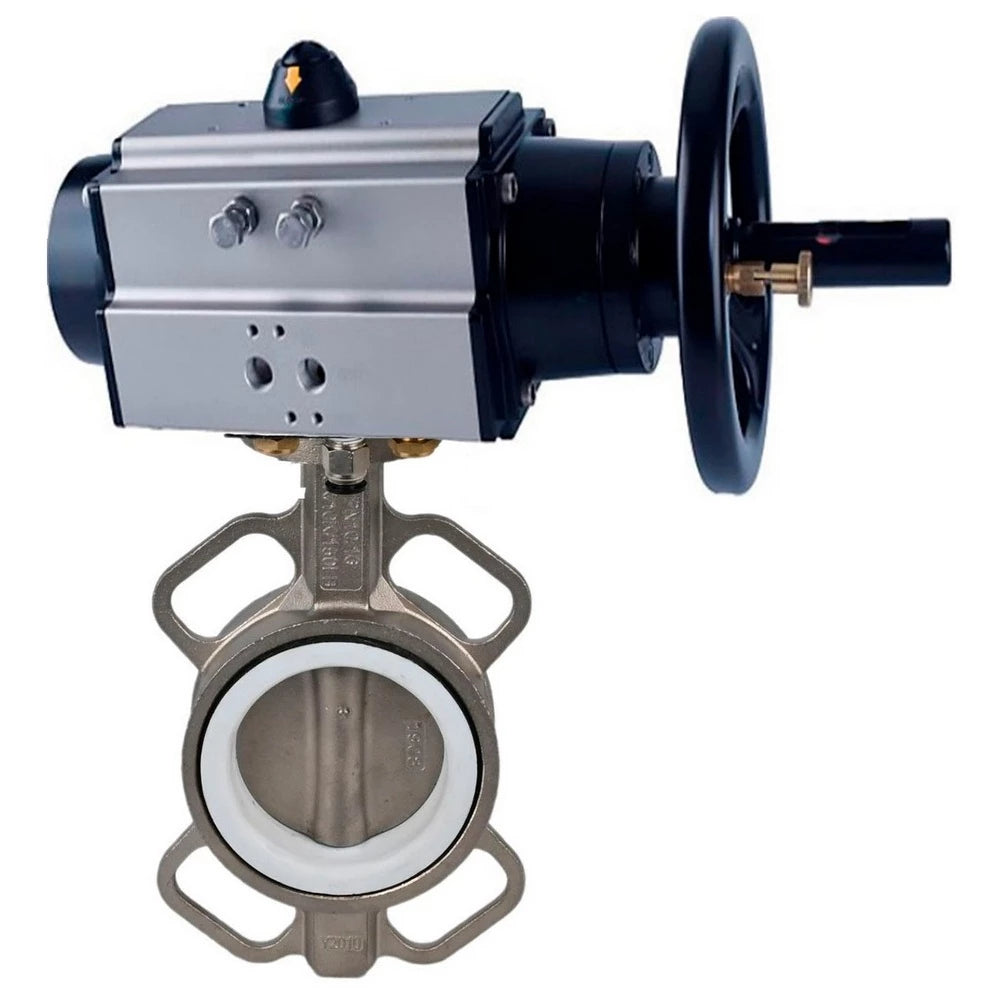 Water Butterfly valves Elephant WBV3232E-2W-Fb DN150 16 bar, wafer type, body - 316L stainless steel, disc - 316L stainless steel, seal - EPDM, with PA-DA-1 pneumatic actuator
