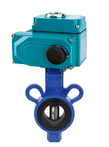 Vanne papillon d'eau Elephant WBV0232E-2W-Fb-H, matériau du corps - alliage d'aluminium, matériau du disque - acier inoxydable AISI 316L, joint - EPDM, actionneur électrique QT-N-EM-O1-220VAC-U1 HARK