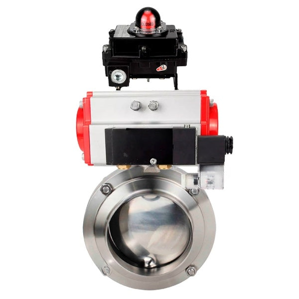 Water Butterfly valves Elephant WBV3131E-2W-W-H, body material - stainless steel AISI 304, seal - EPDM, with pneumatic actuator PA-DA-052 double action, 4M310-08 24V, LSU APL-410N EX