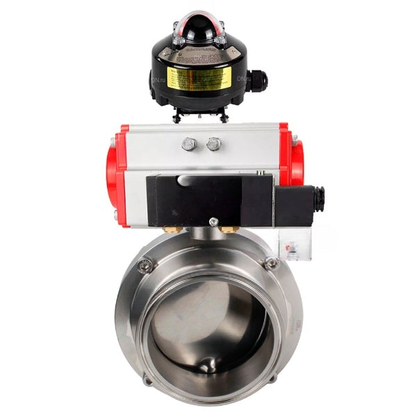 Water Butterfly valves Elephant WBV3131S-2W-C-H, body material - stainless steel AISI 304, seal - Silicon, with pneumatic actuator PA-DA-052 double action, 4M310-08 220V, LSU APL-510N EX