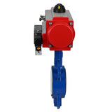 Válvula de mariposa de agua Elephant st-316l-ptfe-da-4m310-24v, material del cuerpo - acero al carbono WCB, material del disco - acero inoxidable AISI 316L, sello - PTFE, actuador neumático operado