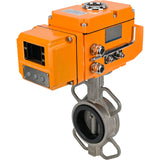 Válvula Mariposa de Agua Elefante 316L-316L-EPDM material cuerpo - acero inoxidable aisi 316l, material disco - acero inoxidable aisi 316l, sello - EPDM con actuador eléctrico Elefante 220V, sensor de retroalimentación y señal de control de entrada 0-10V