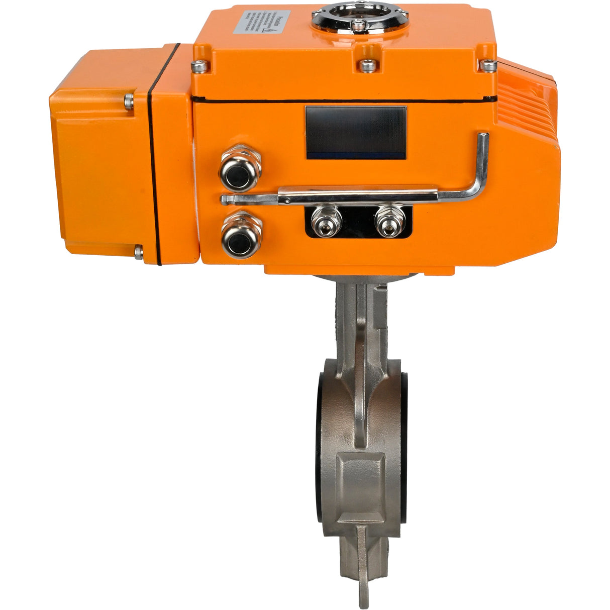 Vanne papillon d'eau Elephant 316L-316L-NBR matériau du corps - acier inoxydable aisi 316l, matériau du disque - acier inoxydable aisi 316l, joint - NBR avec actionneur électrique Elephant 220V, capteur de rétroaction et signal de commande d'entrée 0-10V