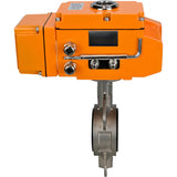 Vanne papillon d'eau Elephant 316L-316L-NBR matériau du corps - acier inoxydable aisi 316l, matériau du disque - acier inoxydable aisi 316l, joint - NBR avec actionneur électrique Elephant 220V, capteur de rétroaction et signal de commande d'entrée 0-10V