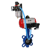 Vanne papillon d'eau Elephant WBV1413E-2W-Fb-H, matériau du corps - fonte GGG50, matériau du disque - fonte GGG40, joint - EPDM, avec actionneur pneumatique double effet PA-DA, 4V320-10 220V, BPV AFC2000