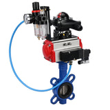 Vanne papillon d'eau Elephant WBV1413E-2W-Fb-H, matériau du corps - fonte GGG50, matériau du disque - fonte GGG40, joint - EPDM, avec actionneur pneumatique double effet PA-DA, 4V320-10 220V, BKV APL-210N, BPV AFC2000