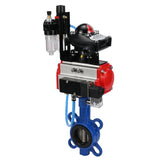 Vanne papillon d'eau Elephant WBV1413E-2W-Fb-H, matériau du corps - fonte GGG50, matériau du disque - fonte GGG40, joint - EPDM, avec actionneur pneumatique double effet PA-DA, 4V320-10 220V, BKV APL-210N, BPV AFC2000