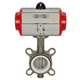 Vanne papillon d'eau Elephant WBV3131P-2W-Fb-H, matériau du corps - Acier inoxydable AISI 304, matériau du disque - Acier inoxydable AISI 304, joint - PTFE, actionneur pneumatique PA-DA double action