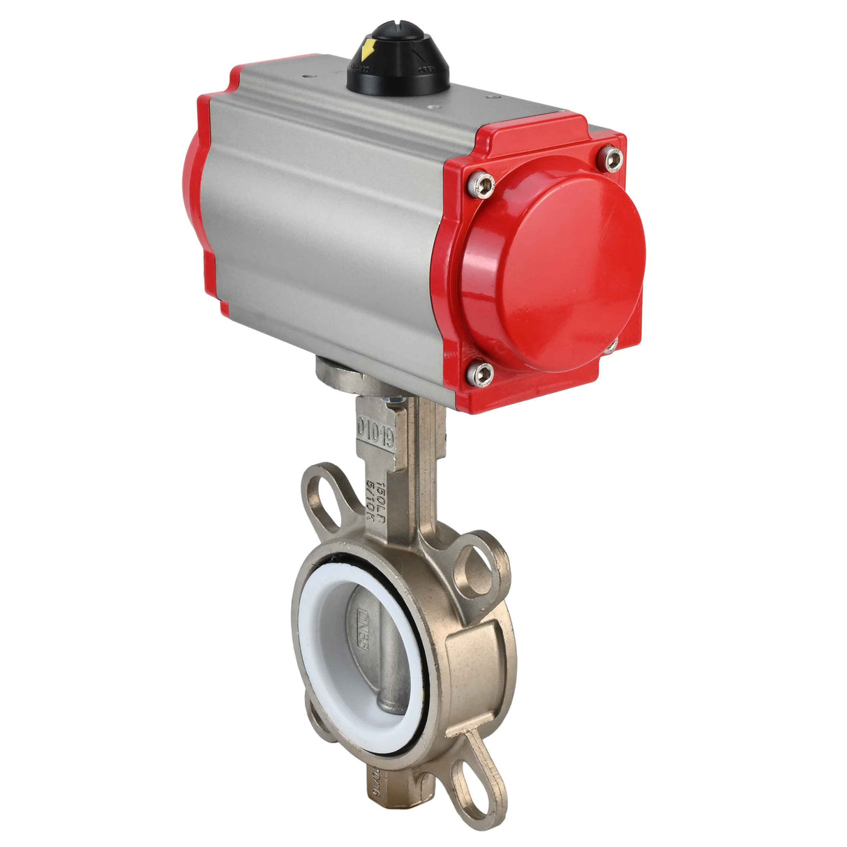 Vanne papillon d'eau Elephant WBV3131P-2W-Fb-H, matériau du corps - Acier inoxydable AISI 304, matériau du disque - Acier inoxydable AISI 304, joint - PTFE, actionneur pneumatique PA-DA double action