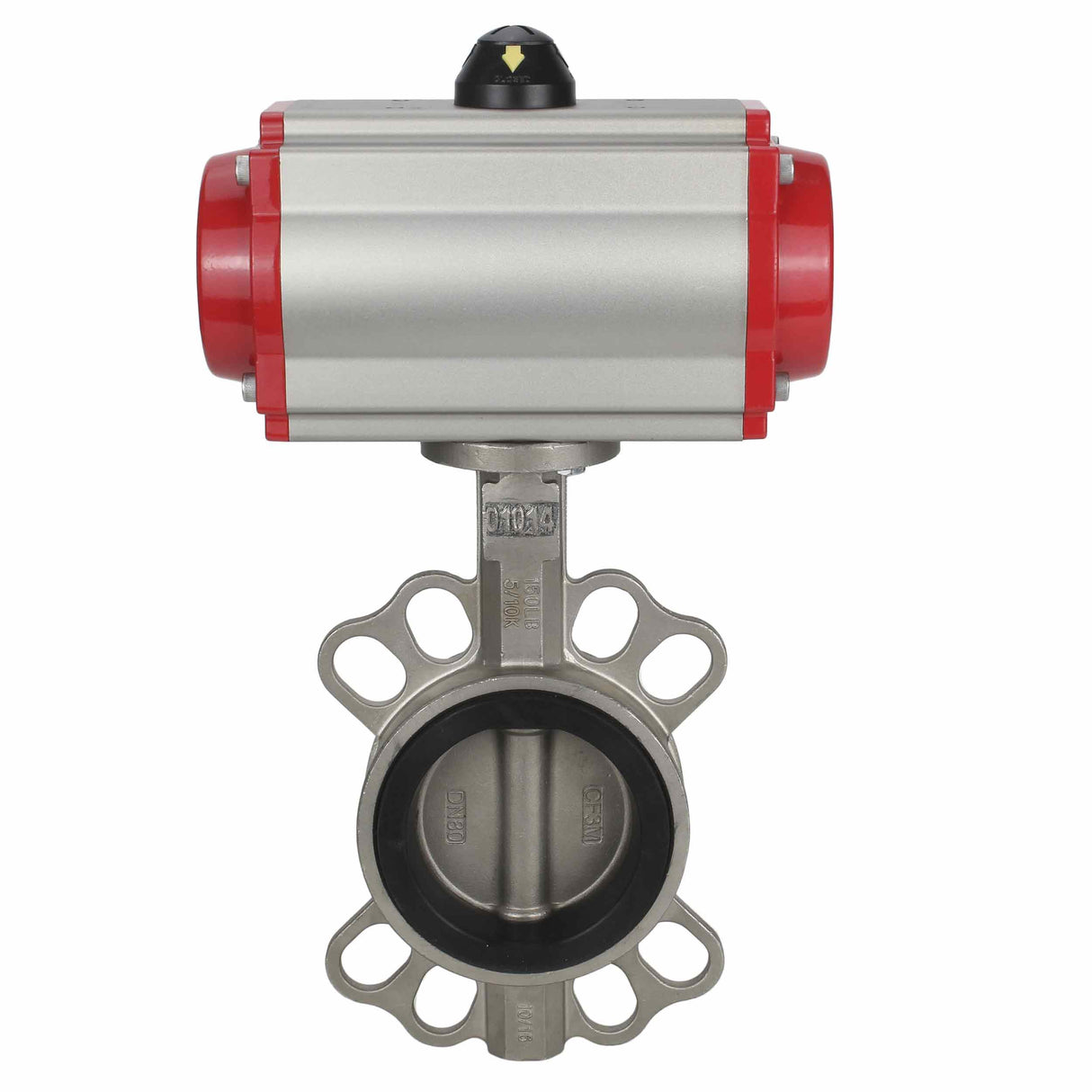 Vanne papillon d'eau Elephant WBV3131N-2W-Fb-H, matériau du corps - Acier inoxydable AISI 304, matériau du disque - Acier inoxydable AISI 304, joint - NBR, actionneur pneumatique PA-DA double action