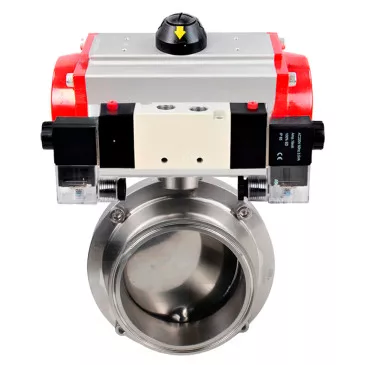 Butterfly valves Elephant WBV3131S-2W-T-H food grade stainless steel 304, seal - Silicon, with pneumatic actuator Elephant PA-DA-XXX and pneumatic distributor Elephant 4V320-08 220V