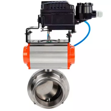 Butterfly valves Elephant WBV3131S-2W-T-H food grade stainless steel 304, seal - Silicon, with pneumatic actuator Elephant PA-DA-XXX and positioner Elephant YT-1000RSN without feedback