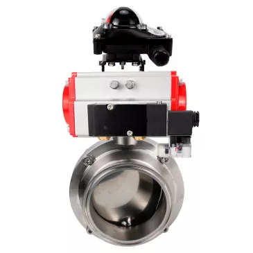 Butterfly valves Elephant WBV3131S-2W-C-H food grade stainless steel 304, seal - Silicon, with pneumatic actuator Elephant PA-SA-XXX, pneumatic distributor Elephant 4M310-08 24V and BKV Elephant APL-210N