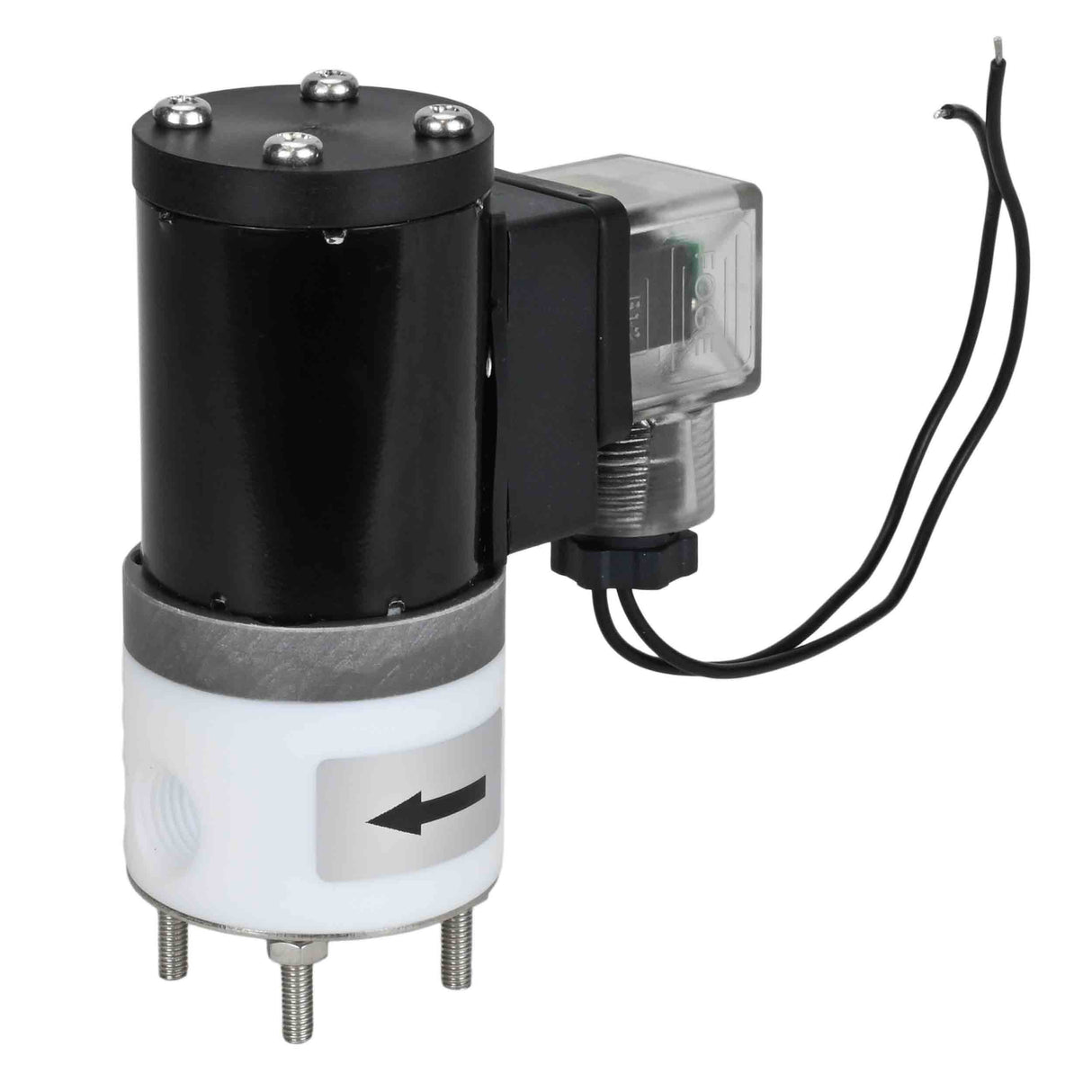 Electroválvula eléctrica de acción directa de dos vías normalmente cerrada Elephant DHF11-НЗ PTFE VITON G 24V, material del cuerpo - PTFE, junta - Viton