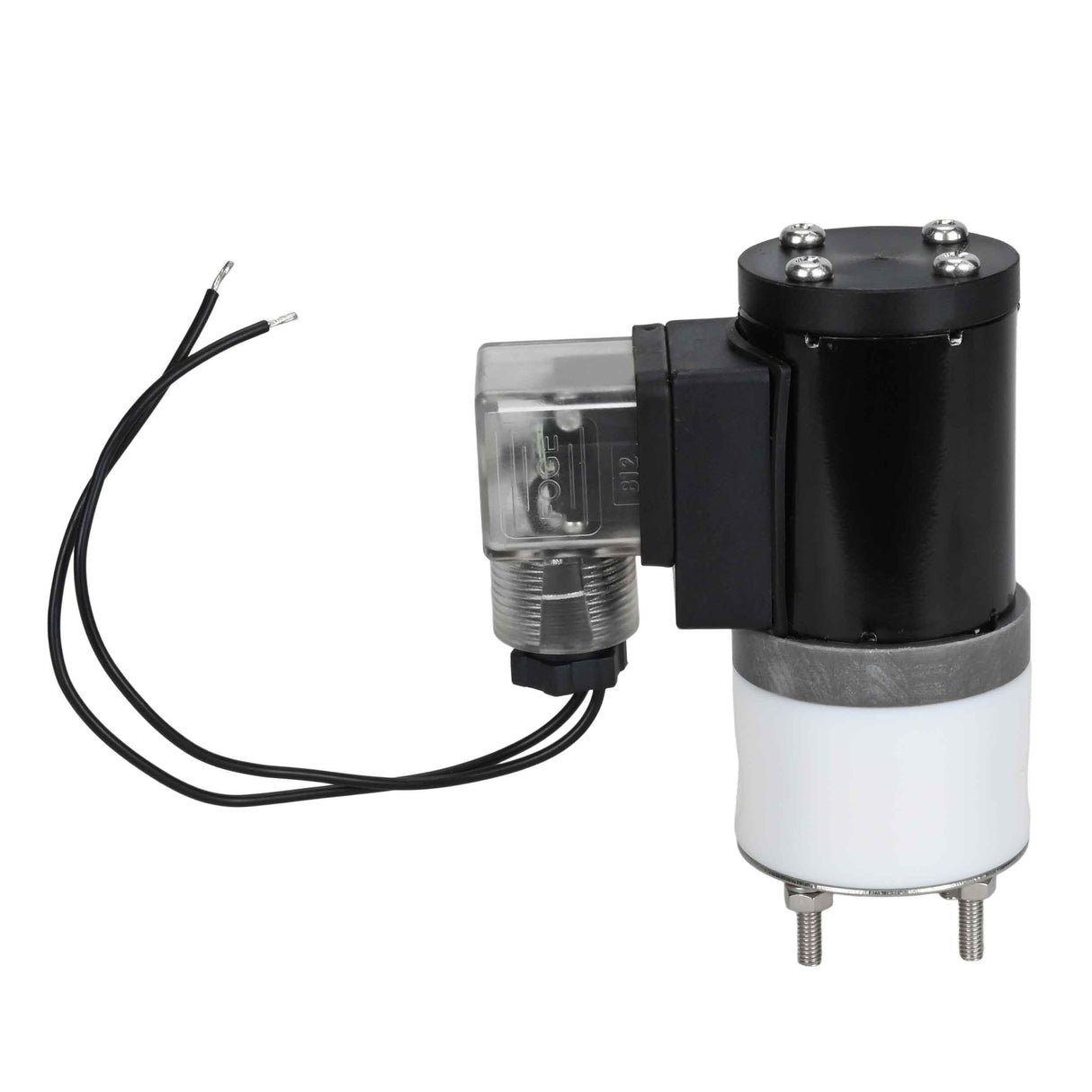 Electroválvula eléctrica de acción directa de dos vías normalmente cerrada Elephant DHF11-НЗ PTFE VITON G 24V, material del cuerpo - PTFE, junta - Viton