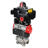 Stainless steel ball valve Elephant BVPP 316.200-ISO PSI914 SS316 full port, for welding, body material - stainless steel, pneumatic actuator Elephant SA, pneumatic distributor 4M310-08 220 V, limit switch block APL-410N EX