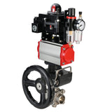 Stainless steel ball valve Elephant BVPP 316.200-ISO PSI914 SS316 full port, for welding, body material - stainless steel, pneumatic actuator Elephant DA, pneumatic distributor 4M310-08 220 V, limit switch block APL-410N EX, manual override HDM, air