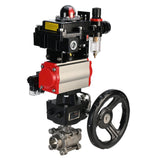 Stainless steel ball valve Elephant BVPP 316.200-ISO PSI914 SS316 full port, for welding, body material - stainless steel, pneumatic actuator Elephant DA, pneumatic distributor 4M310-08 220 V, limit switch block APL-410N EX, manual override HDM, air