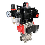 Ball valves Elephant BV3232P(3pc)-FP-W-ISO-H 16 bar/25, full bore for welding, stainless steel SS316, seal - PTFE, with double-acting PA-DA pneumatic actuator, with pneumatic distributor 4V320-10 220V, with LSU APL-410N EX, with ATU AFC2000
