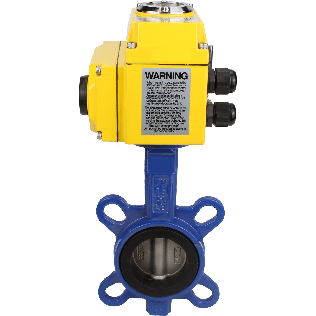 Válvula de mariposa de agua Elephant ggg50-316l-epdm-elephant-380, material del cuerpo - hierro fundido GGG50, material del disco - acero inoxidable AISI 316L, sello - EPDM, actuador eléctrico operado