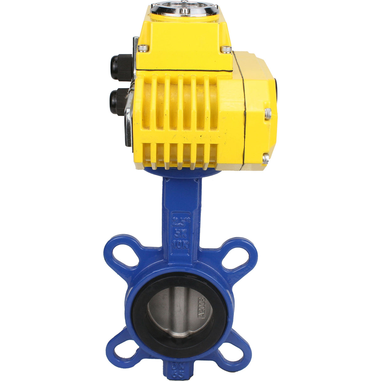 Válvula de mariposa de agua Elephant ggg50-316l-epdm-elephant-380, material del cuerpo - hierro fundido GGG50, material del disco - acero inoxidable AISI 316L, sello - EPDM, actuador eléctrico operado
