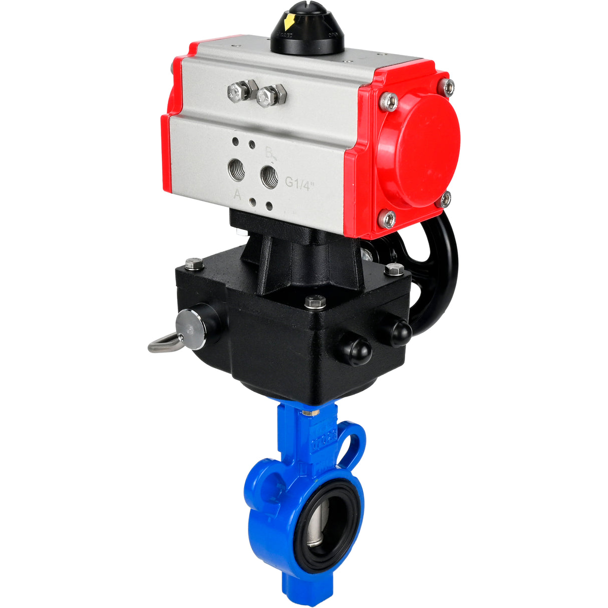 Válvula de mariposa de agua Elephant al-316l-epdm-elephant-da-hdm, material del cuerpo - aleación de aluminio, material del disco - acero inoxidable AISI 316L, sello - EPDM, actuador neumático operado