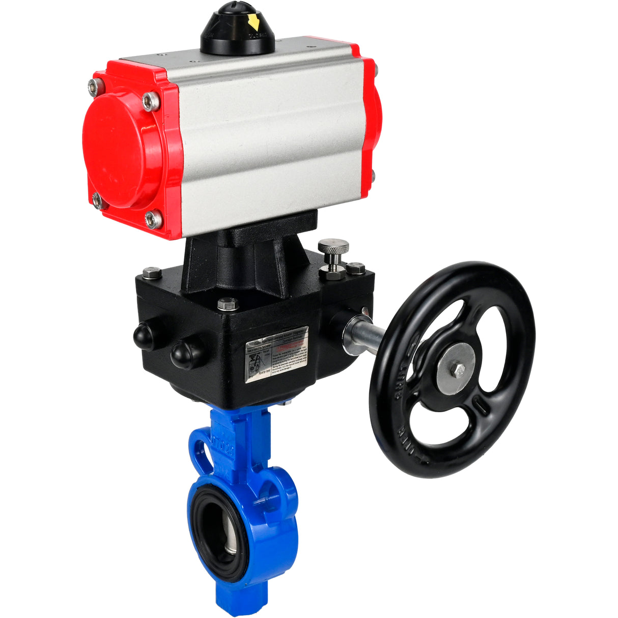 Válvula de mariposa de agua Elephant al-316l-epdm-elephant-da-hdm, material del cuerpo - aleación de aluminio, material del disco - acero inoxidable AISI 316L, sello - EPDM, actuador neumático operado
