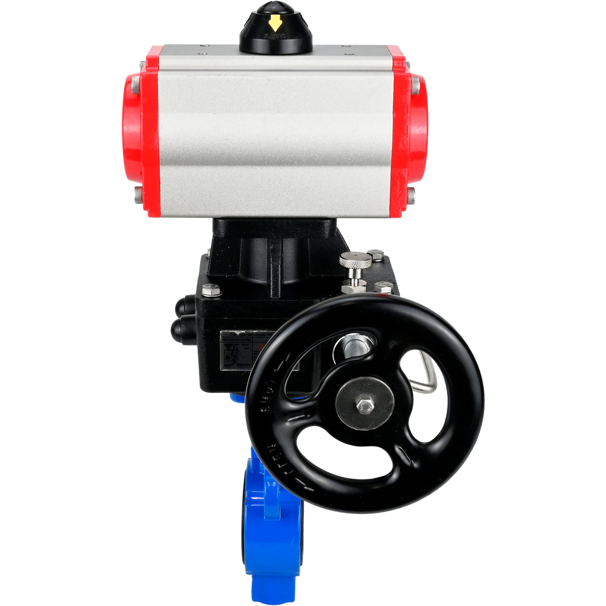 Válvula de mariposa de agua Elephant al-316l-epdm-elephant-da-hdm, material del cuerpo - aleación de aluminio, material del disco - acero inoxidable AISI 316L, sello - EPDM, actuador neumático operado
