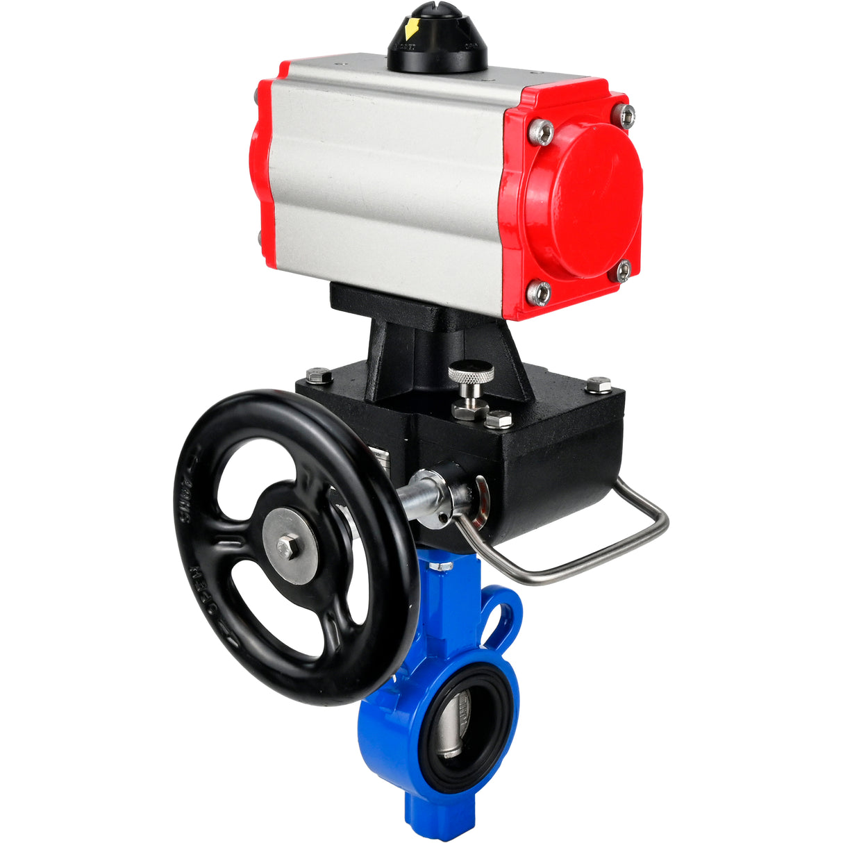 Válvula de mariposa de agua Elephant al-316l-epdm-elephant-da-hdm, material del cuerpo - aleación de aluminio, material del disco - acero inoxidable AISI 316L, sello - EPDM, actuador neumático operado