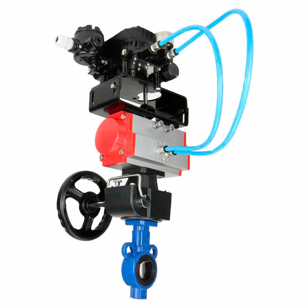 Válvula de mariposa de agua Elephant al-316l-epdm-elephant-da-yt1000rsn-hdm, material del cuerpo - aleación de aluminio, material del disco - acero inoxidable AISI 316L, sello - EPDM, actuador neumático operado