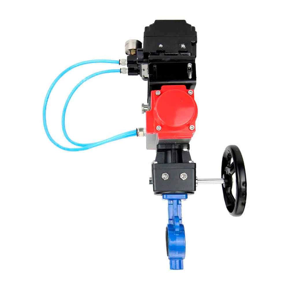 Válvula de mariposa de agua Elephant al-316l-epdm-elephant-da-yt1000rsn-hdm, material del cuerpo - aleación de aluminio, material del disco - acero inoxidable AISI 316L, sello - EPDM, actuador neumático operado