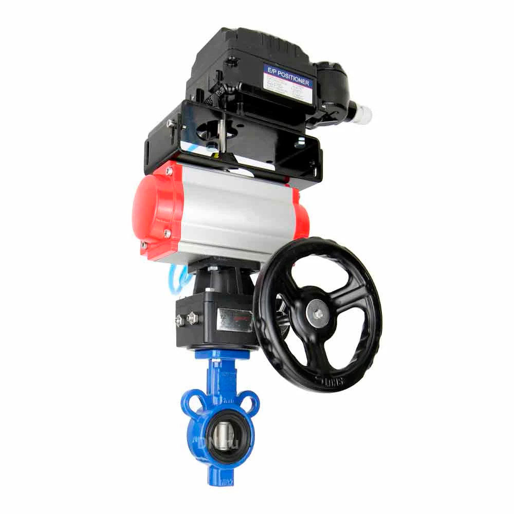 Válvula de mariposa de agua Elephant al-316l-epdm-elephant-da-yt1000rsn-hdm, material del cuerpo - aleación de aluminio, material del disco - acero inoxidable AISI 316L, sello - EPDM, actuador neumático operado