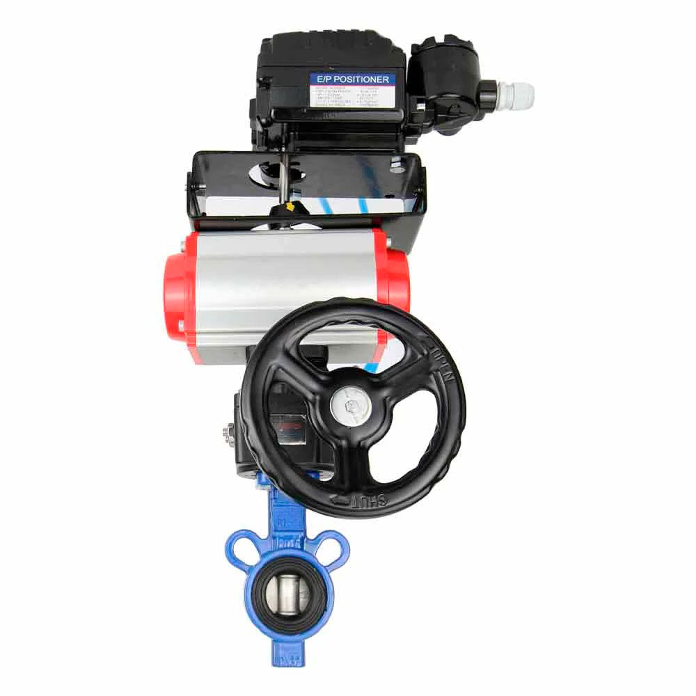 Válvula de mariposa de agua Elephant al-316l-epdm-elephant-da-yt1000rsn-hdm, material del cuerpo - aleación de aluminio, material del disco - acero inoxidable AISI 316L, sello - EPDM, actuador neumático operado