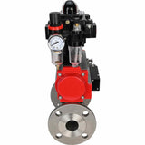 Stainless steel ball valve Elephant BVFPT-ISO.304.180 three-part, body material - stainless steel SS304, seal - PTFE, flanged, full port, pneumatic actuator Elephant DA, pneumatic distributor 4M310-08 24 V, limit switch block APL-410N EX, air
