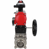 Válvula de bola de acero inoxidable Elephant kshpp-316200-da-4m310-24-apl210n-hdm, material del cuerpo - acero inoxidable AISI 316, material de la bola - acero inoxidable AISI 316, sello - PTFE, actuador neumático operado