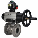 Ball valves Elephant BV3232P(2pc)-FP-F-ISO-H DN80-100 16 bar, full bore flanged, stainless steel SS316, seal - PTFE, with pneumatic actuator PA-DA-105-1 double acting, with pneumatic distributor 4M310-08 220V , with LSU APL-510N EX