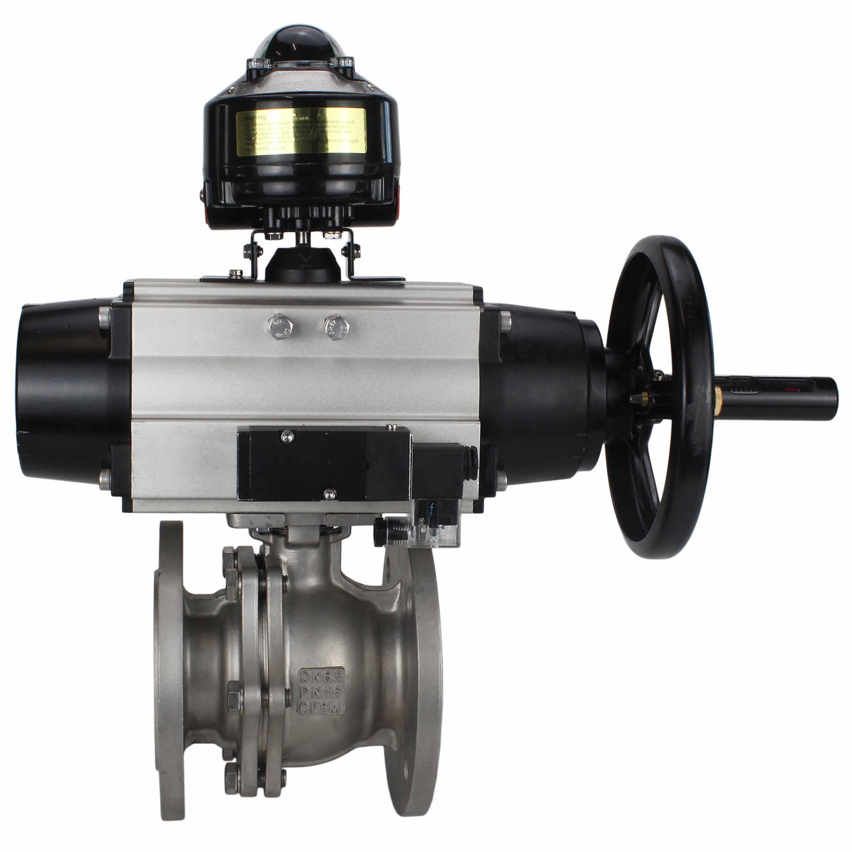 Ball valves Elephant BV3232P(2pc)-FP-F-ISO-H DN80-100 16 bar, full bore flanged, stainless steel SS316, seal - PTFE, with pneumatic actuator PA-DA-105-1 double acting, with pneumatic distributor 4M310-08 220V , with LSU APL-510N EX