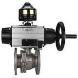 Ball valves Elephant BV3232P(2pc)-FP-F-ISO-H DN80-100 16 bar, full bore flanged, stainless steel SS316, seal - PTFE, with pneumatic actuator PA-DA-105-1 double acting, with pneumatic distributor 4M310-08 220V , with LSU APL-510N EX
