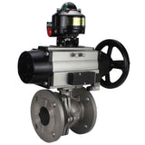 Ball valves Elephant BV3232P(2pc)-FP-F-ISO-H DN80-100 16 bar, full bore flanged, stainless steel SS316, seal - PTFE, with pneumatic actuator PA-DA-105-1 double acting, with pneumatic distributor 4M310-08 220V , with LSU APL-510N EX