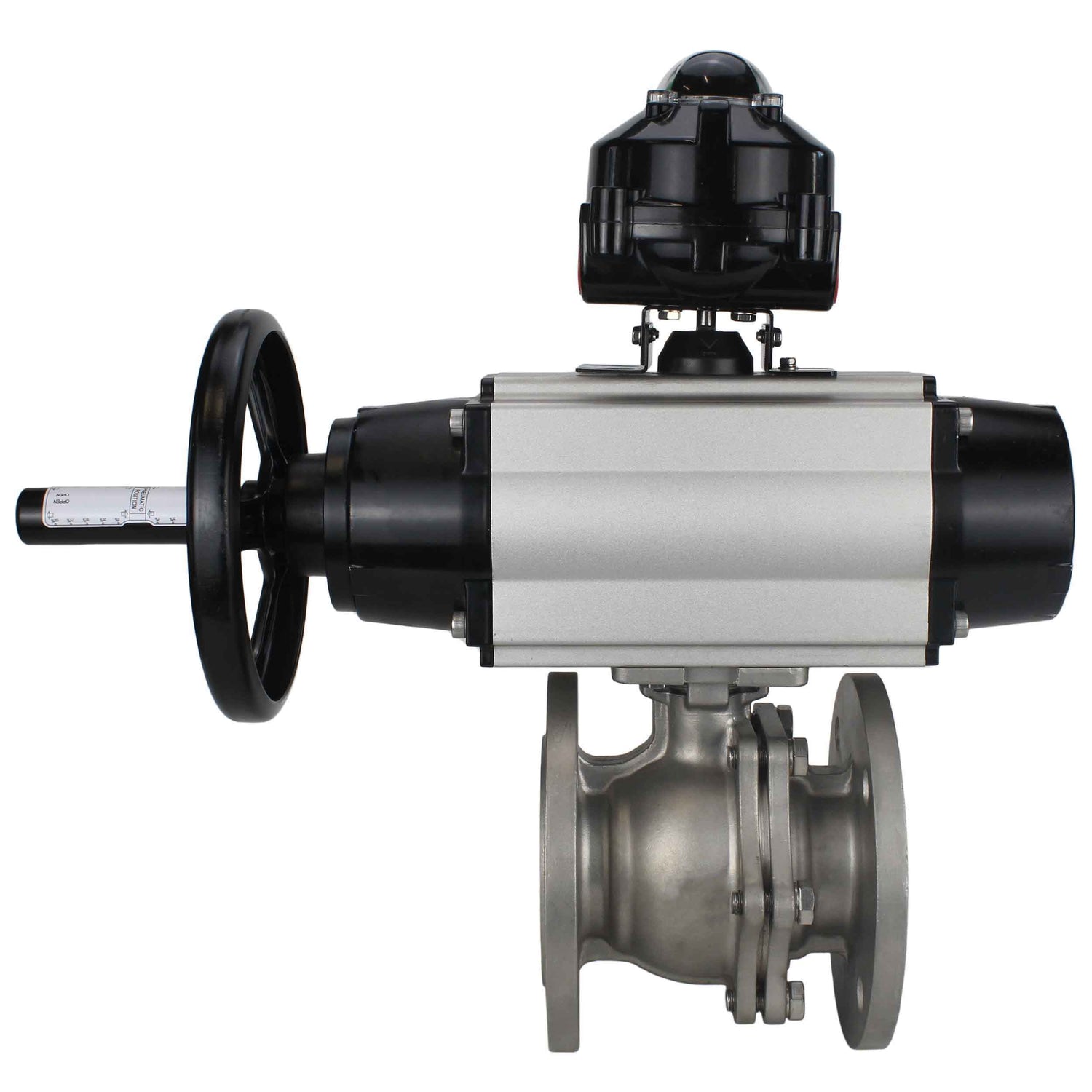 Ball valves Elephant BV3232P(2pc)-FP-F-ISO-H DN80-100 16 bar, full bore flanged, stainless steel SS316, seal - PTFE, with pneumatic actuator PA-DA-105-1 double acting, with pneumatic distributor 4M310-08 NAMUR 24V , with LSU APL-510N EX
